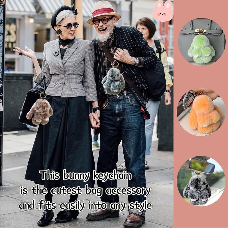 MINGRI Soft Bunny Keychain with Tin,Cute Valentines Gift Plush Keychain for Backpack,Bag Charm Gift Key Chain - Image 5